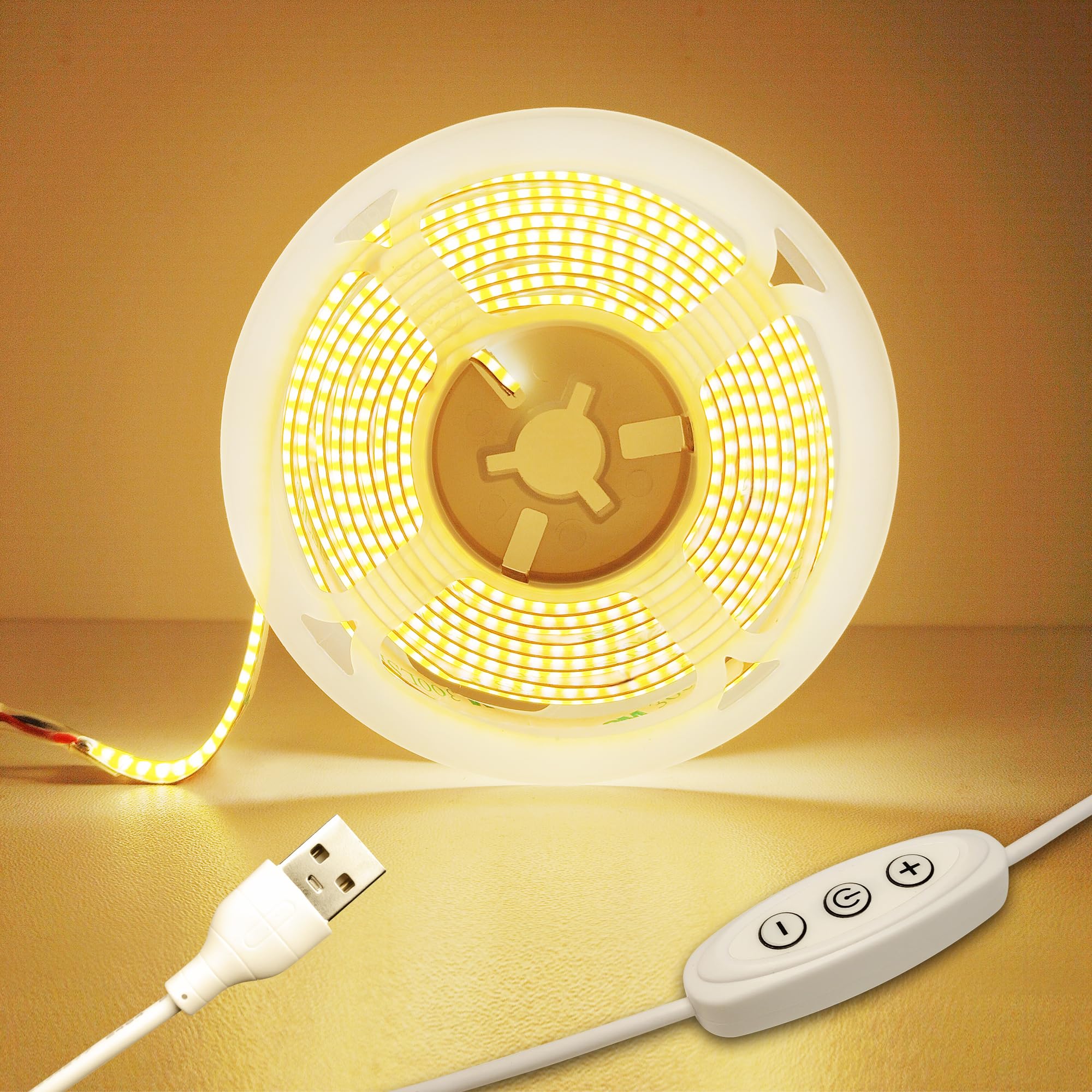 KUKUMAO LED Strip Light 2M 3000K, Warm White LED Strips, Dimmable COB LED Strip, CRI 80+ Strip Lights