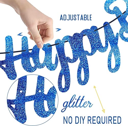 Miniatura 5 de Cartel de cumpleaños de videojuegos con purpurina azul para fiesta, 2 unidades, temática de juegos, decoración de fiesta de cumpleaños, juego en