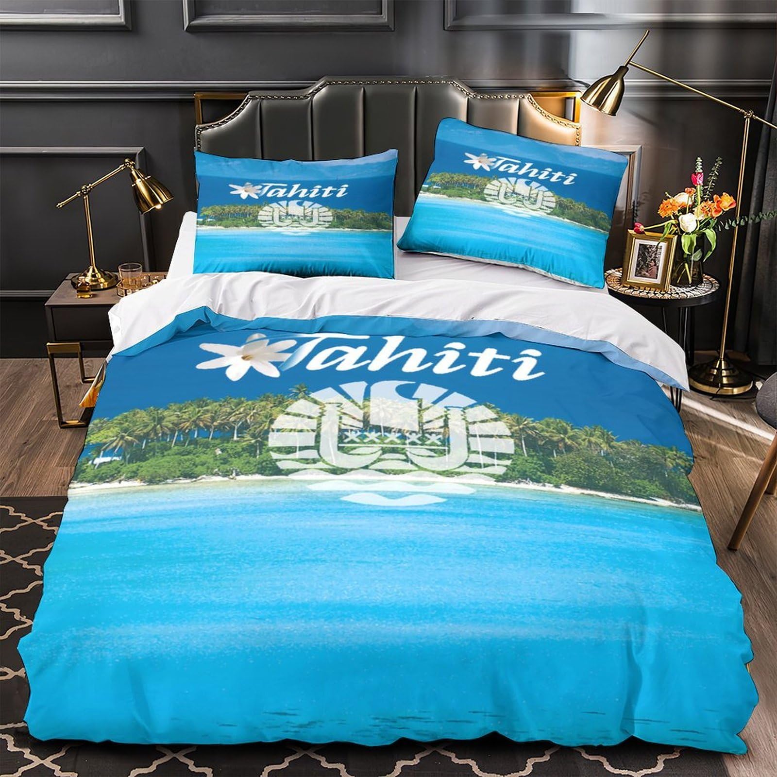 Housse de couette cygnes 3D 260x220 cm en microfibre pour lit Super King