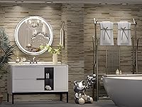 Vista 158 de Hasipu Espejo de baño LED con luces de 40 x 26 pulgadas, espejo de luz con marco de metal negro para tocador, antiniebla, regulable, 3