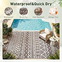 Vista 4 de MontVoo Alfombra de exterior impermeable de 5 x 8 pies, para patio al aire libre, pajita de plástico reversible, alfombra de exterior para caravana