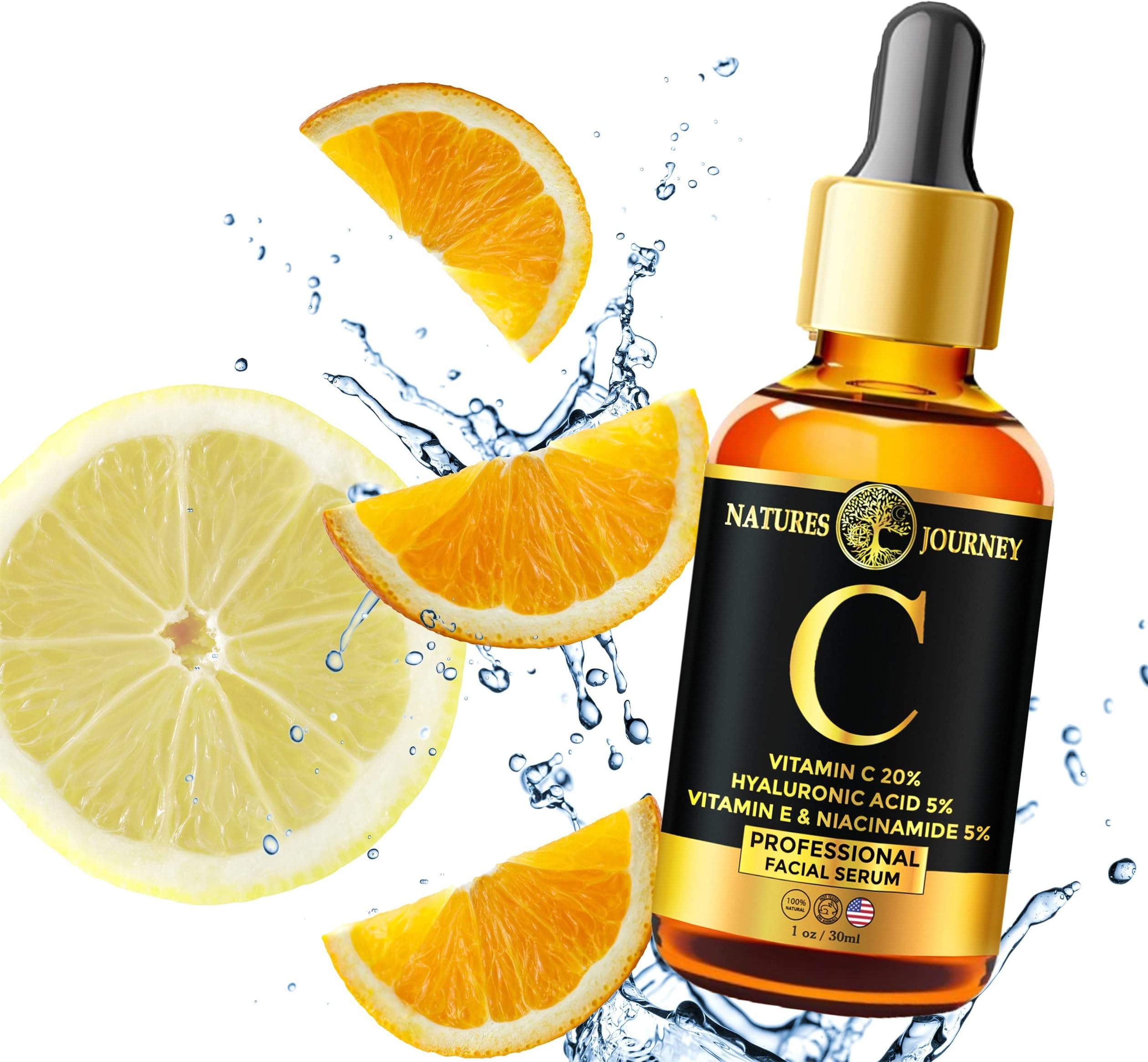 Vitamin C Facial Serum - 1 oz Hyaluronic Acid, Radiant Glow, Anti-Wrinkle, Fine Line Minimizer, Anti-Aging, Acne Control, Skin Tone Corrector, Hydration Boost
