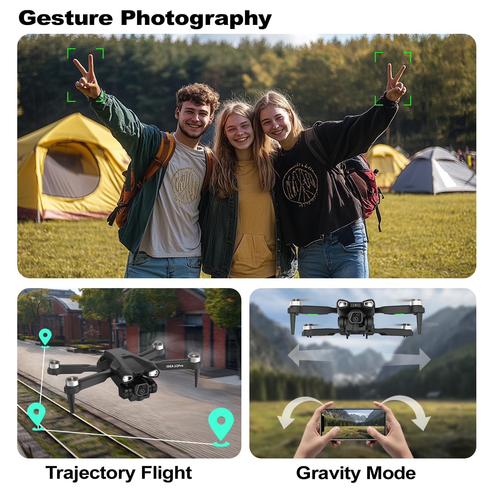 12PRO Dron z kamerą 4K HD 2 kamery Dron 5G WIFI FPV RC Składany quadcopter Utrzymanie wysokości 2 baterie