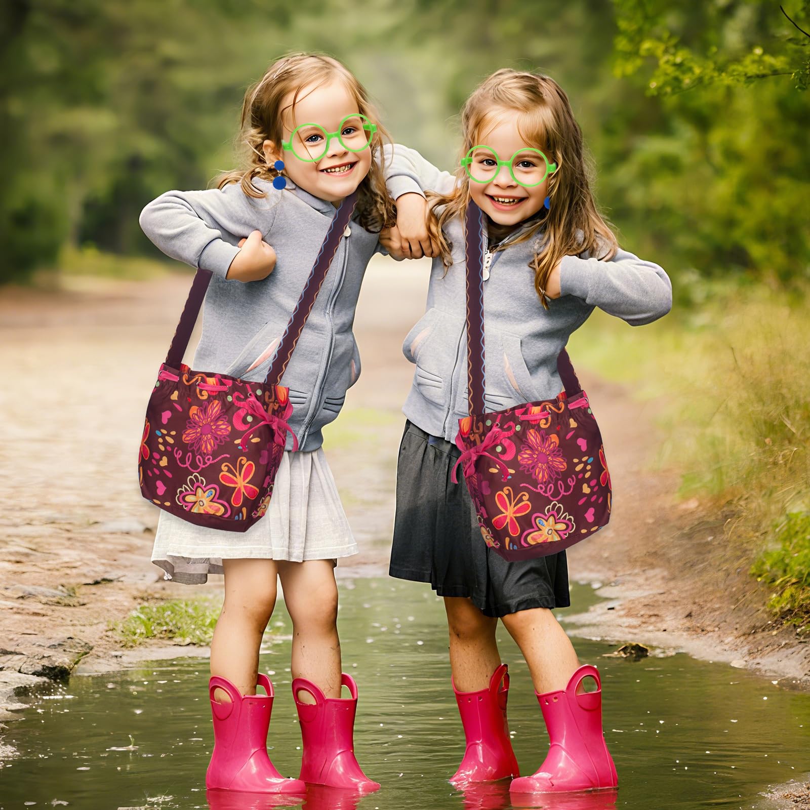 Accessoires de costume de princesse avec monture ronde verte, sac à lunettes, boucles d'oreilles, costume Mirabel pour filles et femmes, déguisement d'Halloween et de costumade