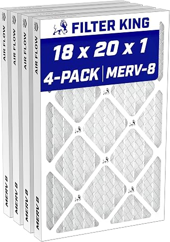 21% off: Filter King 18x20x1 Air Filter MERV 8, AC Furnace Filters (4-Pack)