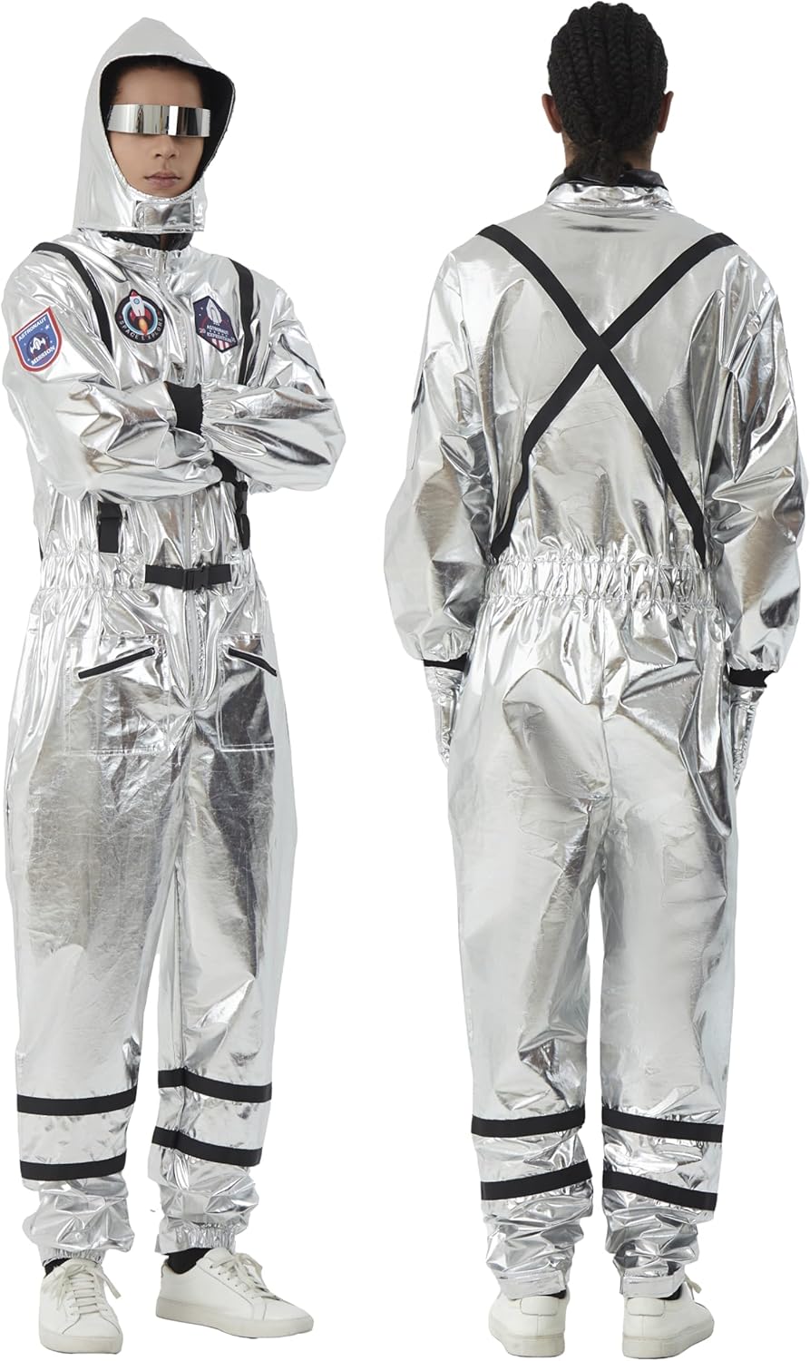Astronaut Costume Adult Silver Space Suit Costume for Wonmen Men Halloween Spaceman Role Play - Image 3