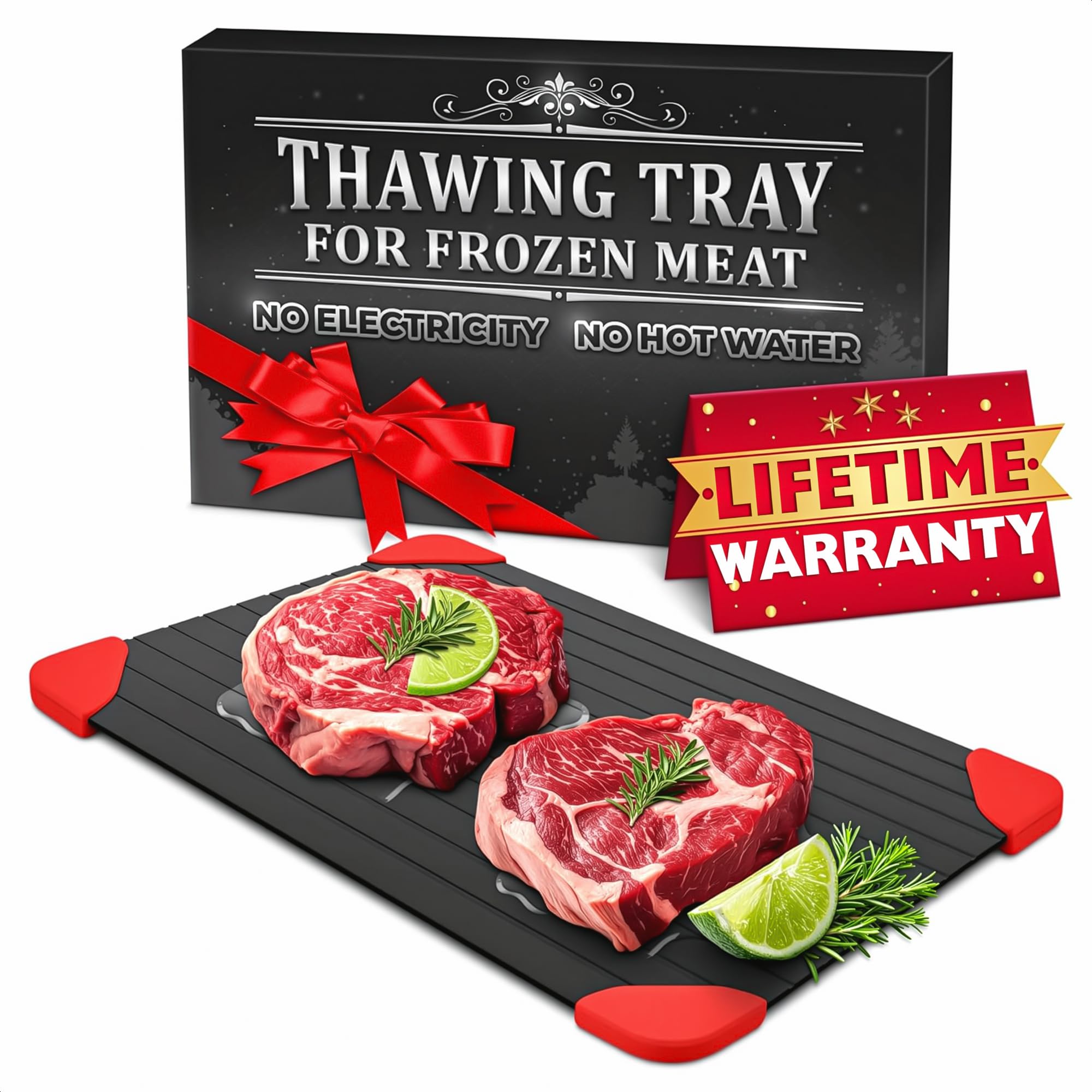 Clerada Defrosting Tray for Frozen Meat, which is Large Sized Defroster Aluminum Plate, thawing defrost Plate