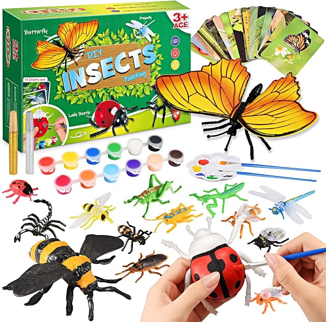SAITCPRY Toys for 3 4 5 6 7 8 Year Old Boys Girls, Craft Kits for Kids 2-10 Year Old Boy Girl Christmas Gifts Paint Your Own Sets for Kids Activity Packs Educational Toys for 2-5 Year Olds Toy Bugs
