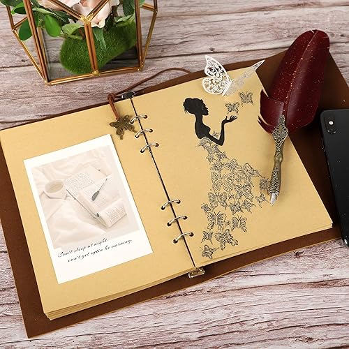 Miniatura 3 de ORENDEBON - Diario de cuero, cuaderno vintage encuadernado en espiral, cuaderno de bocetos de lácteos, diario de viaje para escribir con páginas en