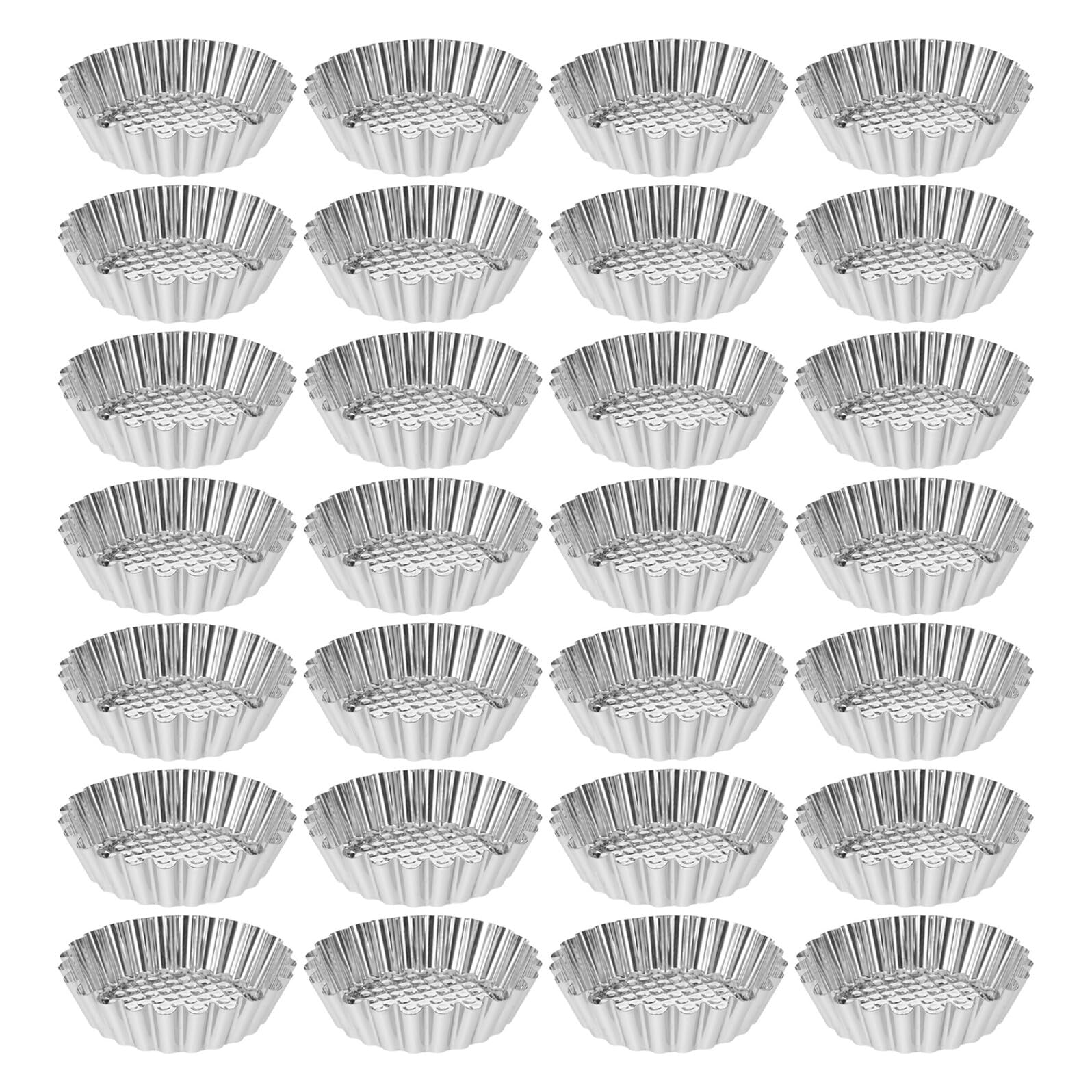 UKCOCO 30 Piezas Molde para Tartaletas de Huevo de Mini Moldes para Cupcakes y Pasteles Acero Inoxidable para Hornear Tartas y Postres