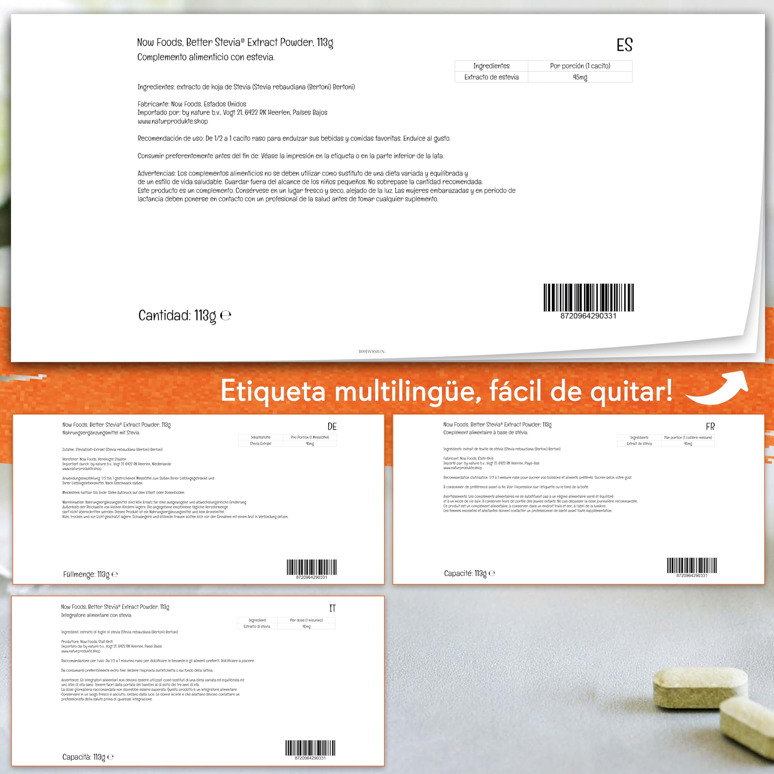 Now Foods, BetterStevia, Extracto de Hoja de Stevia, Sustituto del Azúcar, 113g Polvo vegano, Testado en Laboratorio, Vegetariano, Sin Soja, Sin Gluten, Vegetariano, No GMO