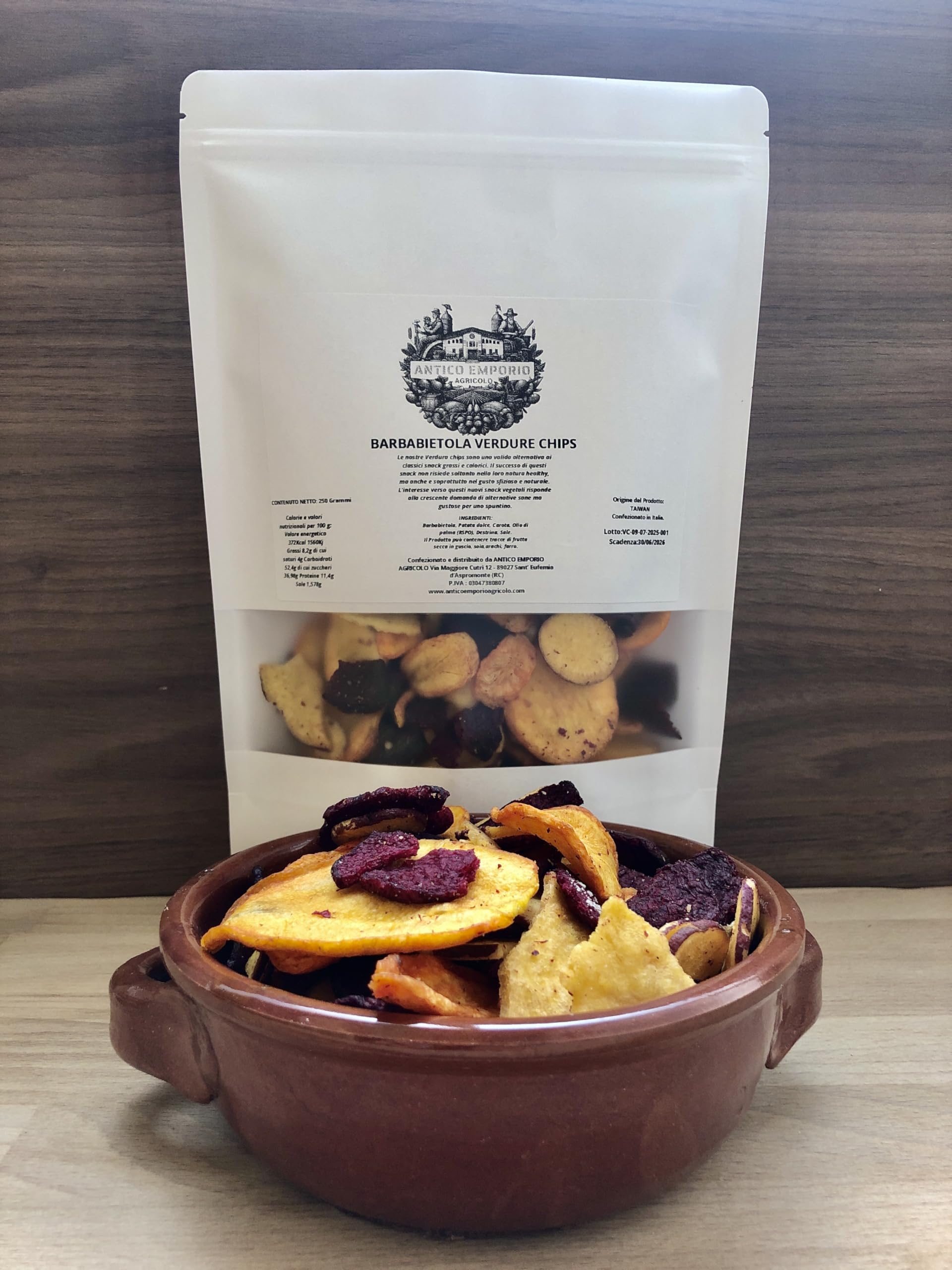 Barbabietola Verdure Chips - Chips di Verdure essiccate, croccanti - 450 Grammi in Sacchetto in kraft Richiudibile - Snack Sfizioso e Salutare, chips vegetali con patata dolce, carote e Barbietola
