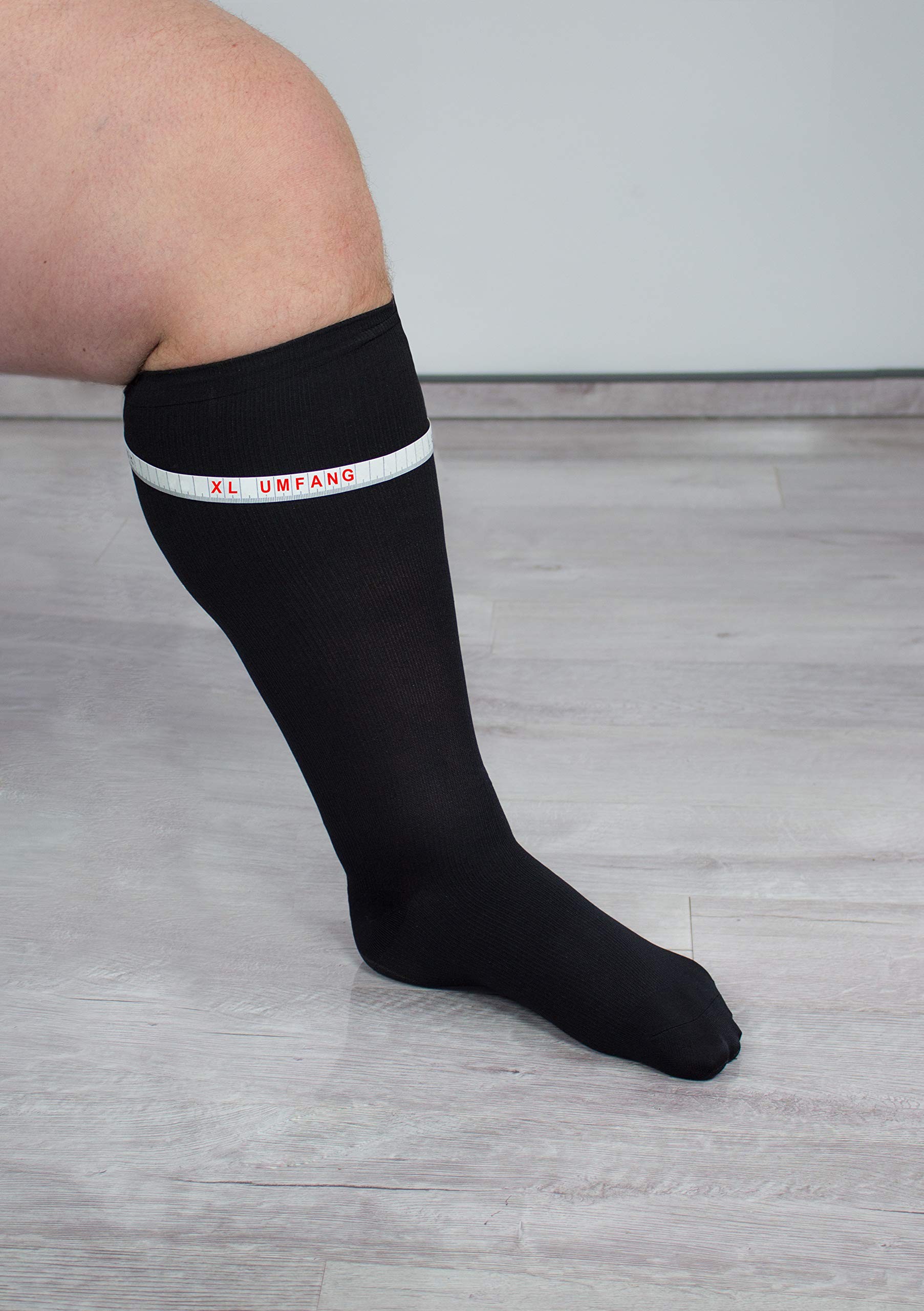 Hydas Reisestützstrümpfe XXL, extra breite Wadenweite, Doppelpack Gr. 39-41 Schwarz