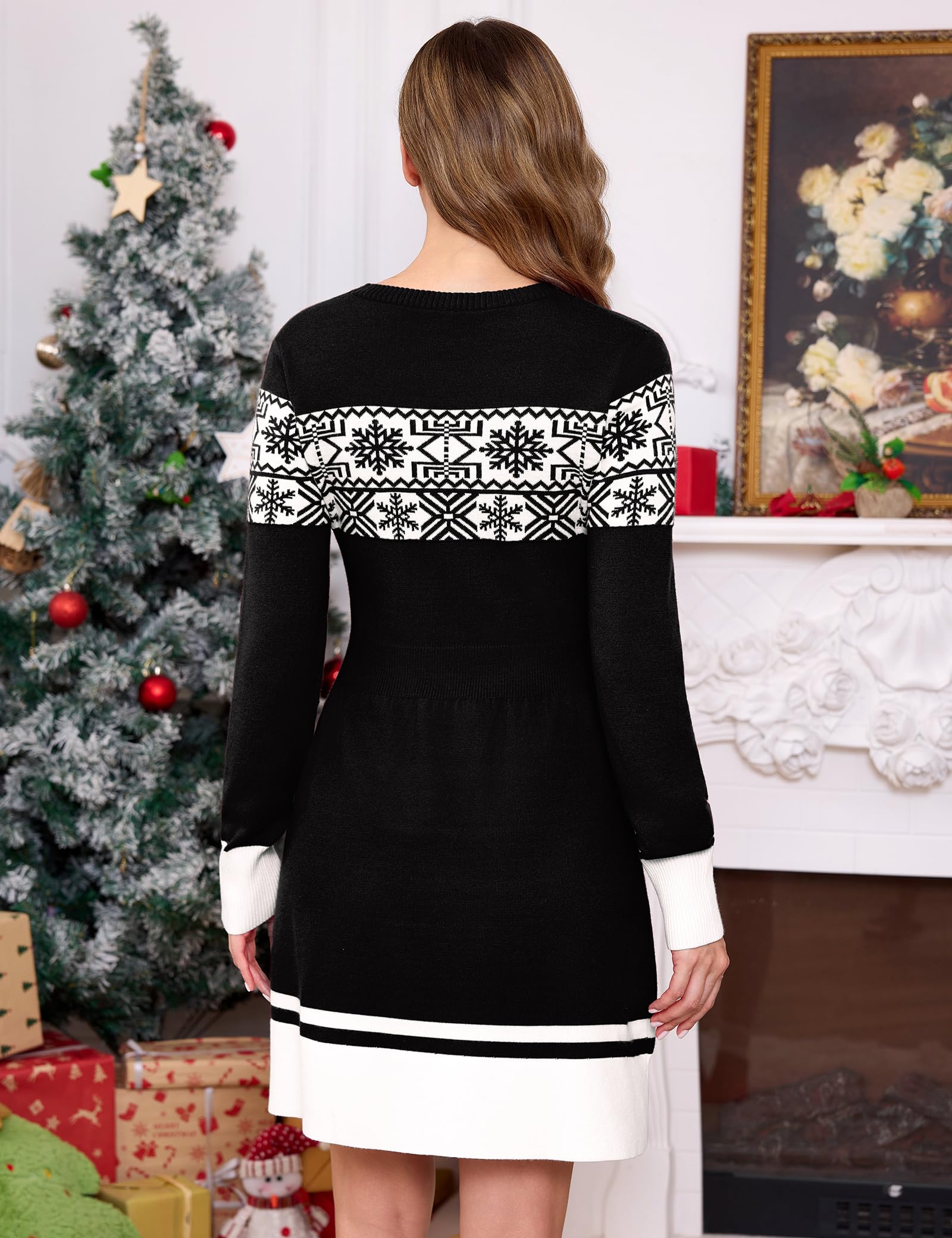 Gyabnw Robe Pull de Noël Femme Manches Longues Coupe Ajustée | Maille tricotée, Confort chaud, Coupe ajustée, Pour les fêtes d’hiver