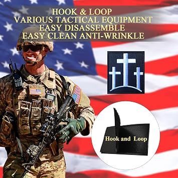 2PCS Three Crosses Patches Embroidered Morale Patch Hook and Loop | Tactical Military Patch,Versatile Tactical Attachment,Applique Fastener,2.552.24,Silvery White