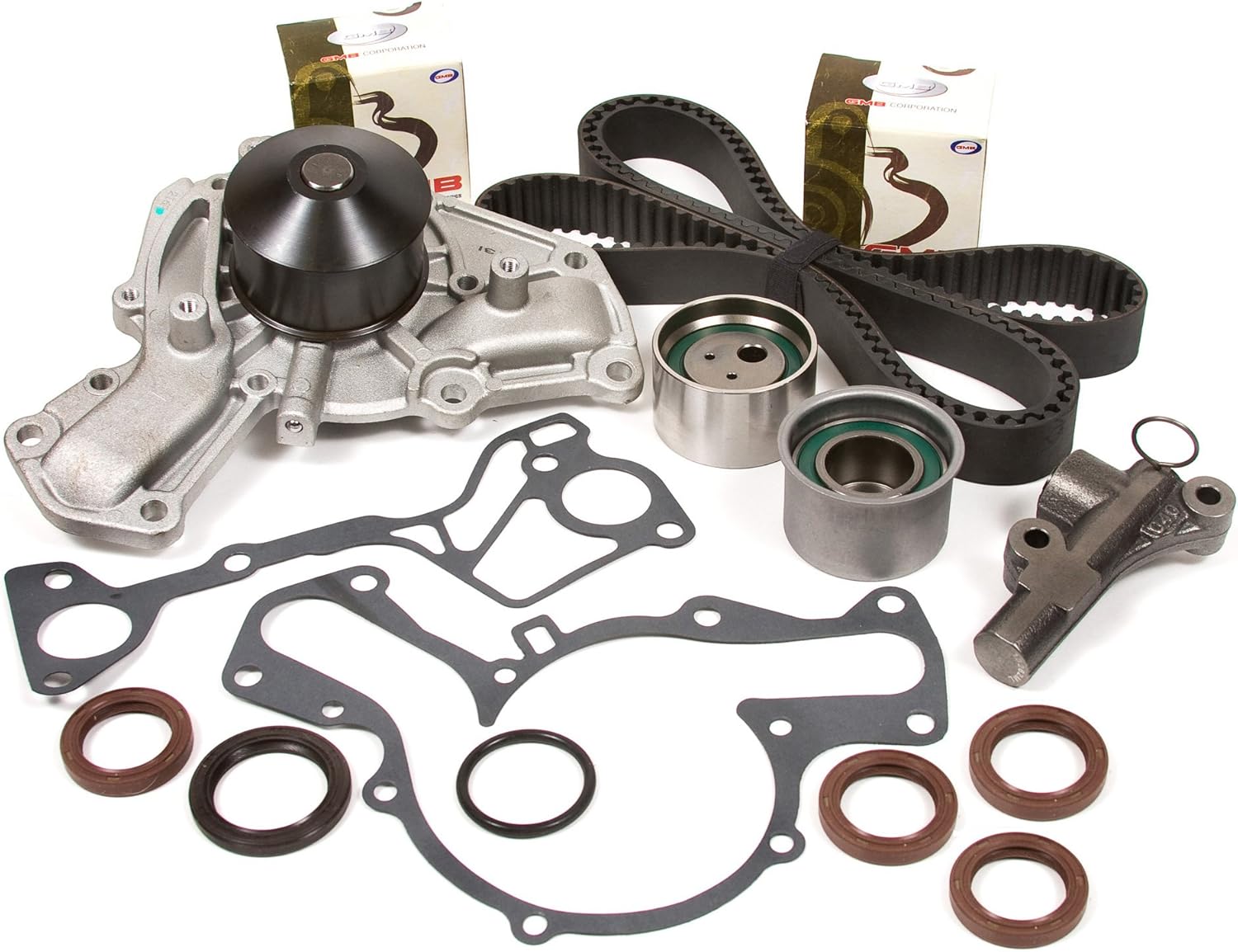 Evergreen TBK195HWPT Compatible With/Replacement For 91-99 3000GT Dodge Stealth Turbo 3.0L V6 Timing Belt Kit Tensioner Water Pump