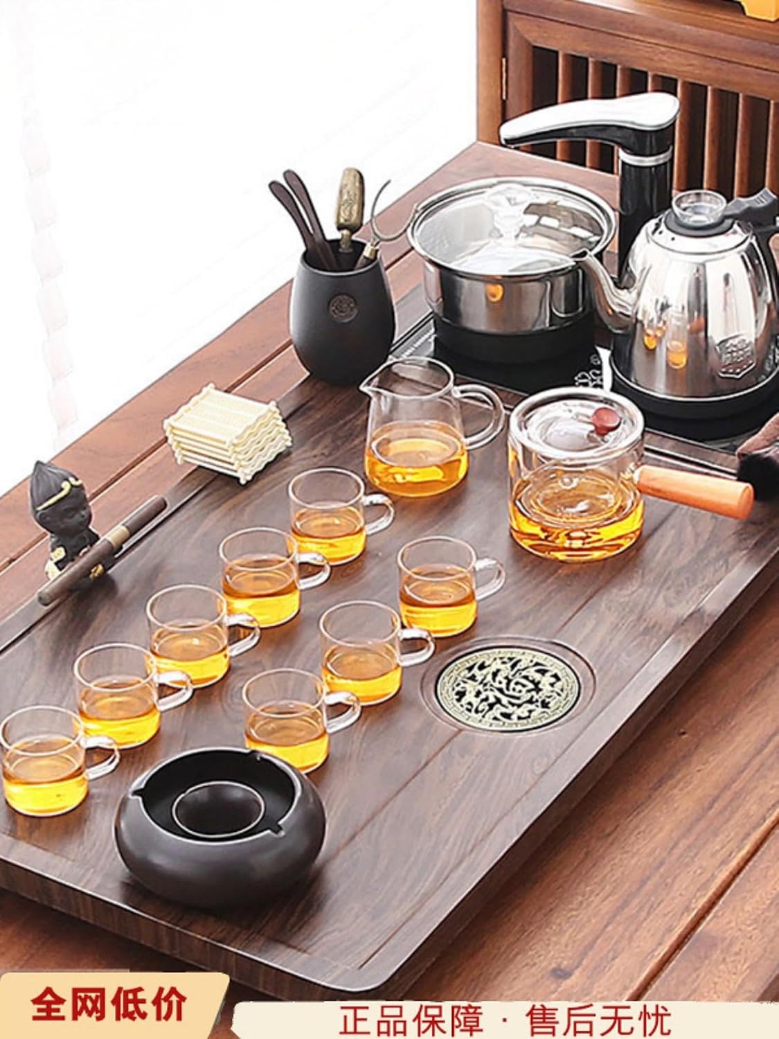 MOYEE 2025新款 Chinese Gongfu Tea Set,Home,Gifting and Office 泡茶台家用办公室高端 Fully Automatic Tea Set,全自动茶盘 Chinese Gongfu Tea Tray 一体套装茶海 A333