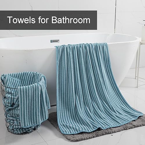 Miniatura 8 de CHINO Juego de 8 toallas de baño, 2 toallas de baño de gran tamaño, 2 toallas de mano, 4 toallas de baño, suaves, de secado rápido, toallas de baño