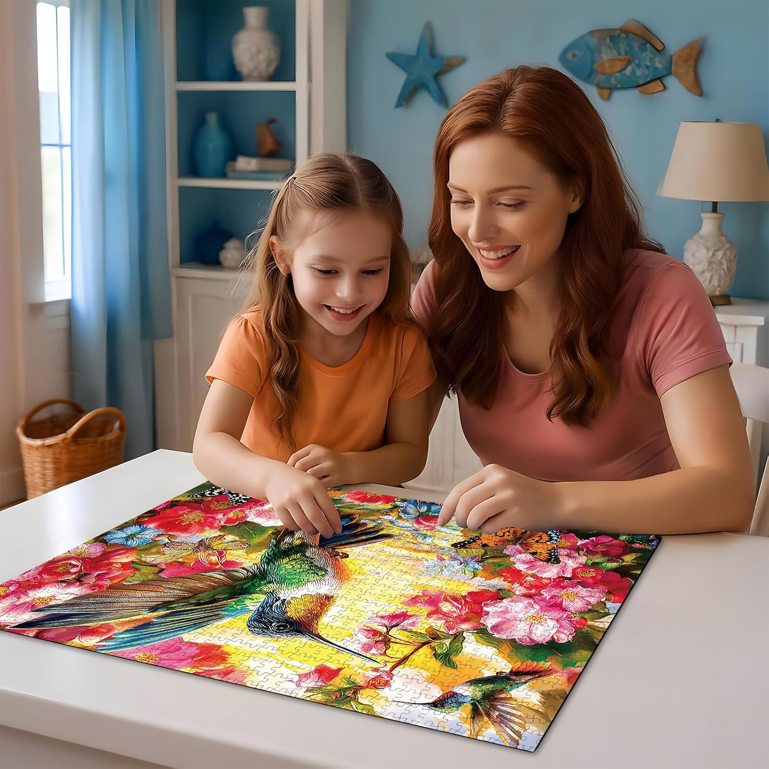 LUXDIVINA 2000 Piece Puzzle for Adults, Spring Puzzles for Adults 2000 Pieces, Hummingbird Flower Butterflies Jigsaw Puzzles, Challenging Puzzle Perfect for Game Nights, Finished Size is 39" X 28"