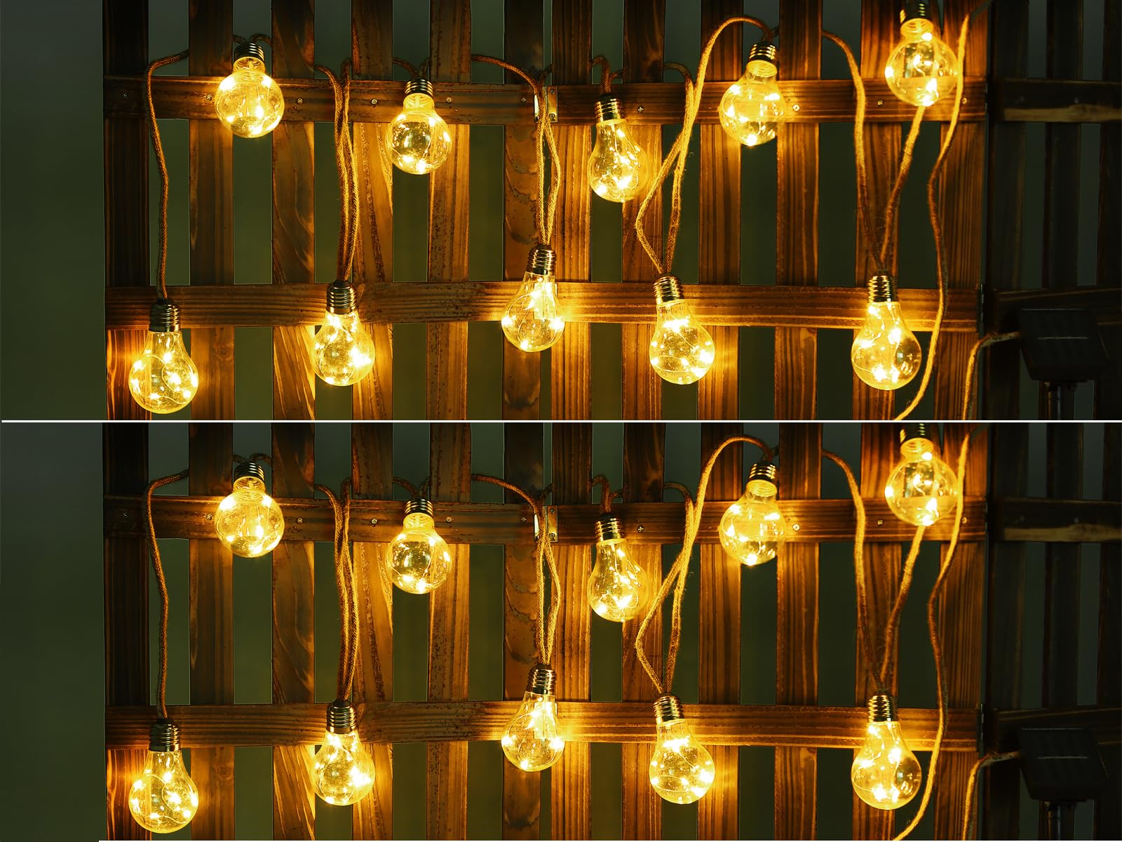 meineWunschleuchte 2er Set Solarbetriebene Outdoor Lichterkette mit 10 Glühbirnen, Länge 5,7 Meter