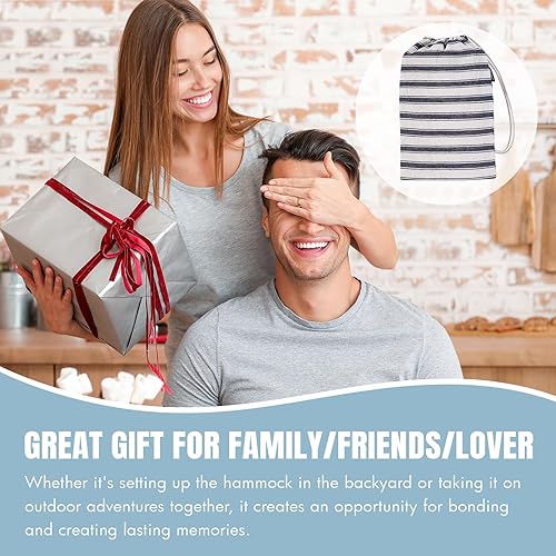 Miniatura 38 de Hamaca brasileña con correas para árboles, hamacas de algodón, hamaca portátil con bolsa de transporte para patio trasero, porche, uso en exteriores