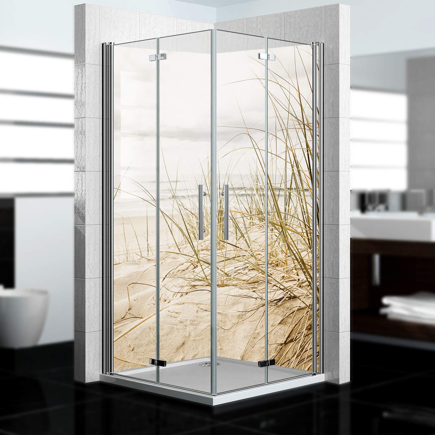 Dedeco - Dos De Douche D'angle Imperméable Motif : Pierre V3, 2x 90x200 Cm, Remplacement De Carrelage Pour Salle De Bain, Comme Paroi Décorative, Revêtement Mural En Aluminium