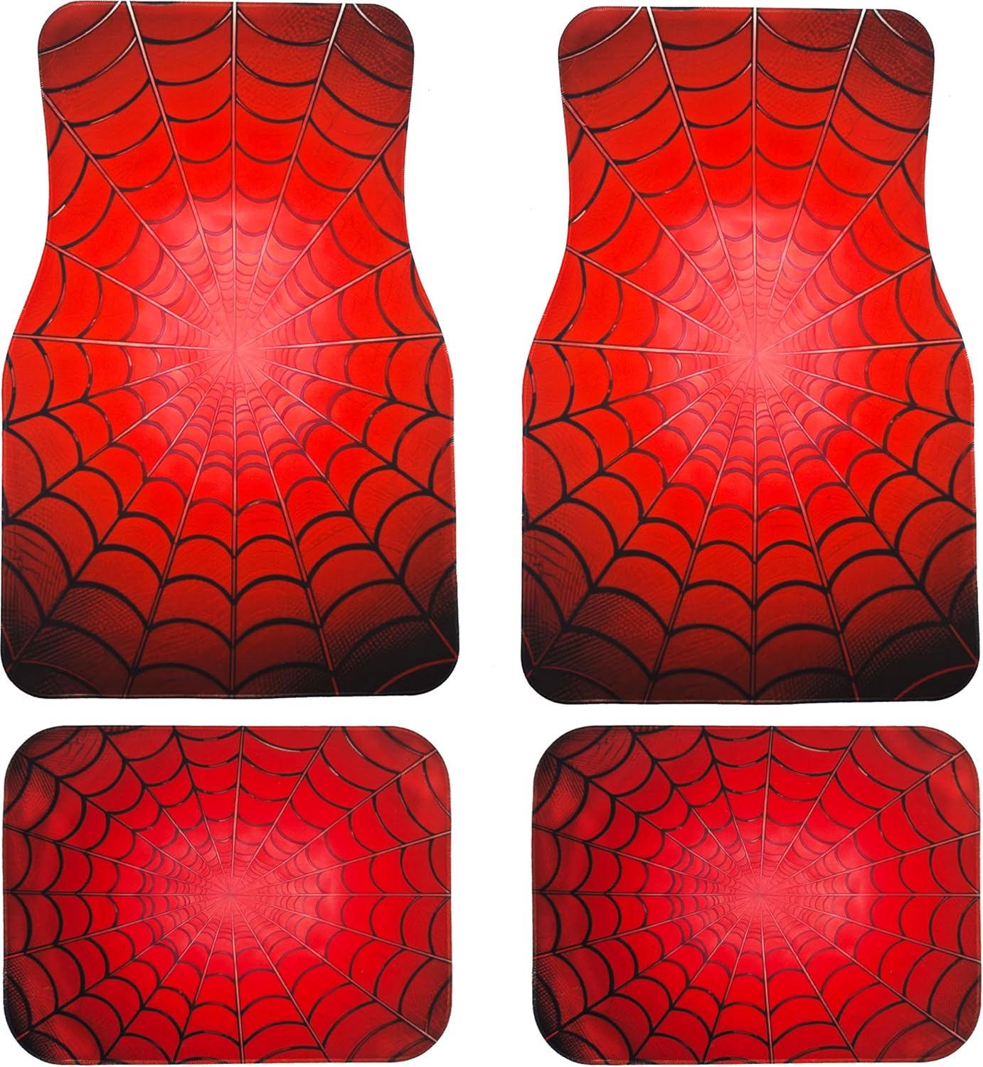 Spider Car Floor Mats Non-Slip Automotive Floor Mats All-Weather Front Rear Car Floor Foot Mat Sets of 4 Pieces Red Spider Car Mats Rugs Carpet for Car Trucks SUV Sedans（Red Spider ）