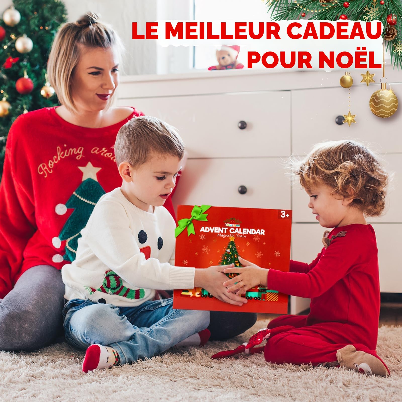 Calendrier de l'Avent 2025 Enfant, Commodum Train Jouet en Bois Enfant, Calendrier de lavent Jouet, Train en Bois, Jeux Montessori, Cadeaux de Noël