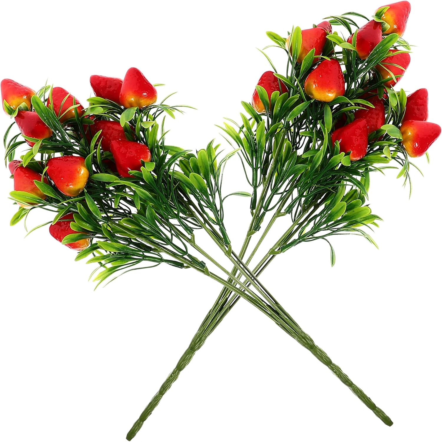 MAGICLULU 2pcs Artificial Strawberry Plants Fake Strawberry Fruit Flower Stem for Home Wedding Party Decor