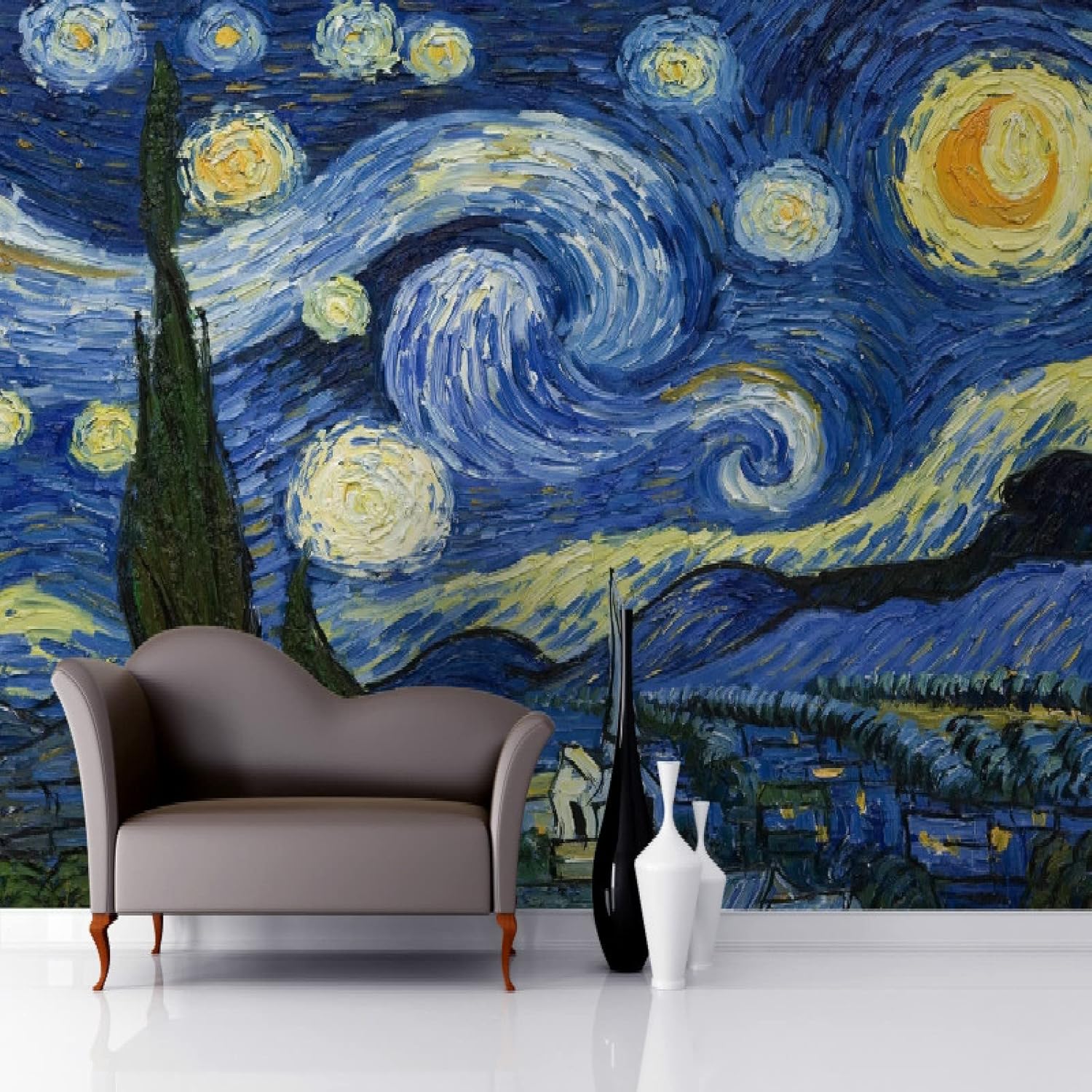Custom Starry Night Van Gogh Oil Painting Photo Mural Wallpapers Living