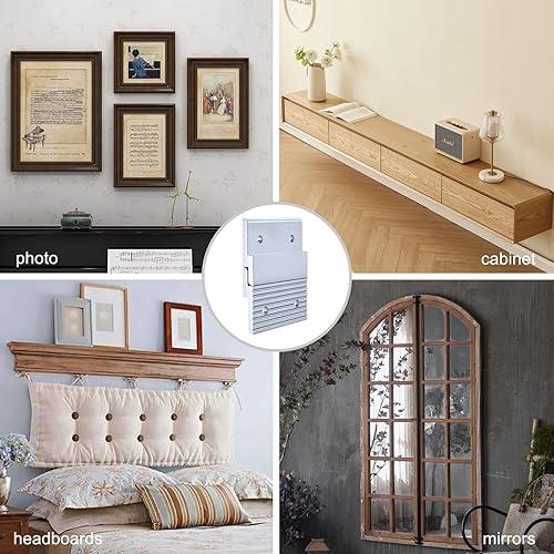 Miniatura 7 de Colgador de fotos para tacos franceses de 2 pulgadas, 10 pares de clips Z de aluminio resistente con tornillos, soportes de montaje de pared