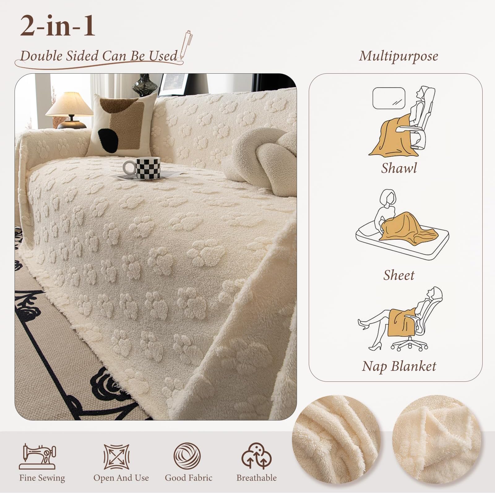 Manta de sofá de Felpa cálida para Invierno, diseño de Moda Simple, Jacquard Resistente a la abrasión con Huella de Perro, Manta cálida para sofá o Coche tamaño King Pink 180 * 420cm