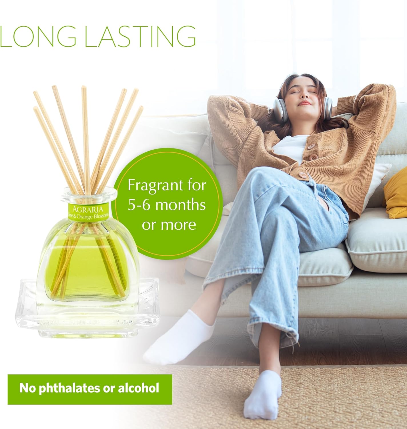 AGRARIA PetiteEssence Flower and Reed Diffuser Set, Hand Crafted Sola Flower Botanical Home Fragrance Set, Scented Oil Gift for All Occasions