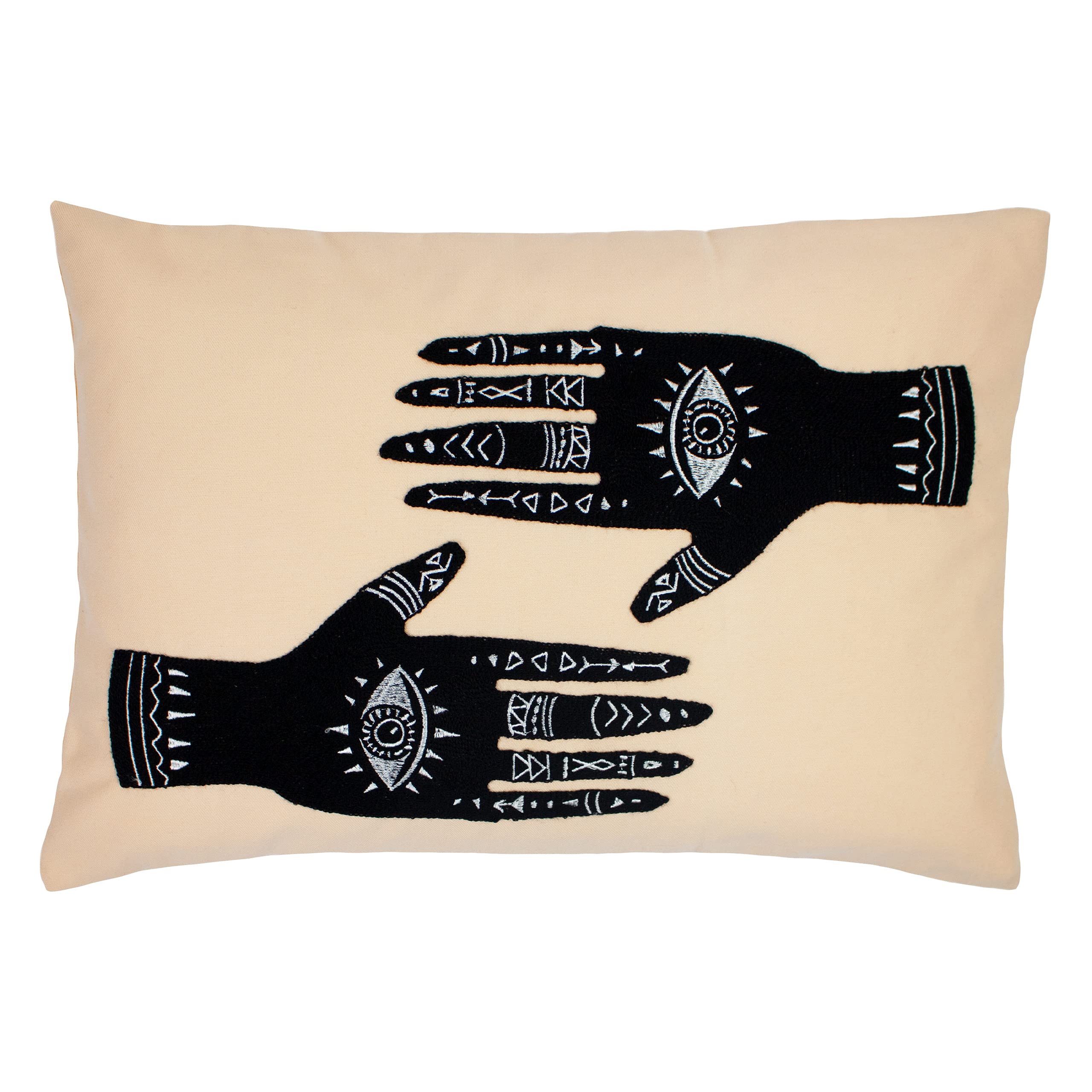 furn. Ashram Hands Blush Embroidered Cushion - Pink