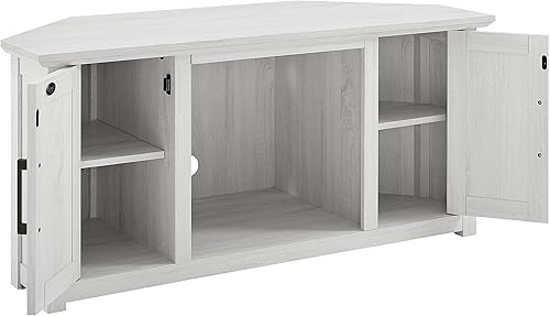 Miniatura 8 de Crosley Furniture Camden - Soporte esquinero para TV de más de 50 pulgadas, centro de entretenimiento con estantes de almacenamiento, color blanco