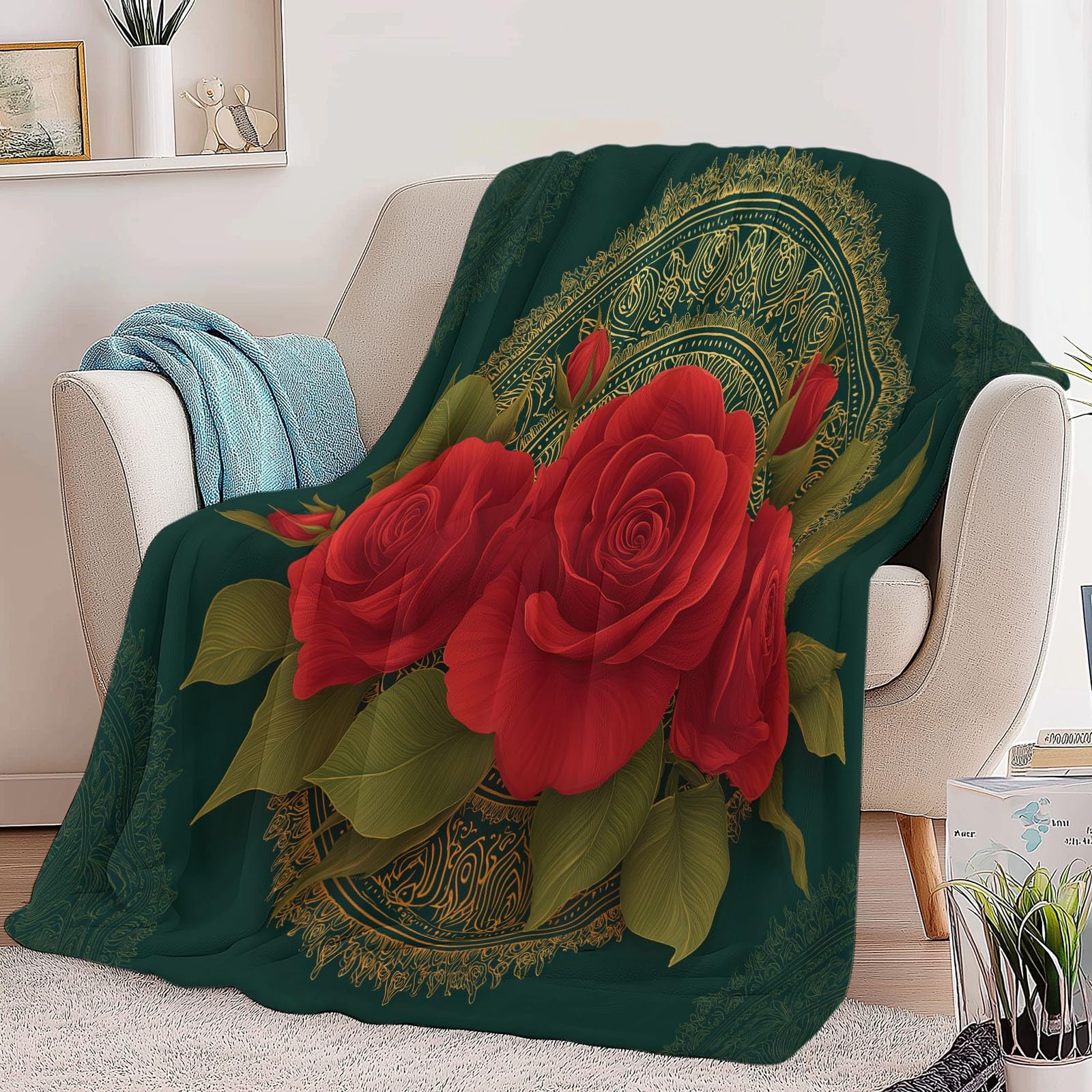 Generico Coperta Plaid Pile Rose Rosse 220x240 cm Coperta Flanella Calda Accogliente e Spessa in Morbido, Plaid Pile Per Letto Divano Sedia, Tutte le Stagioni