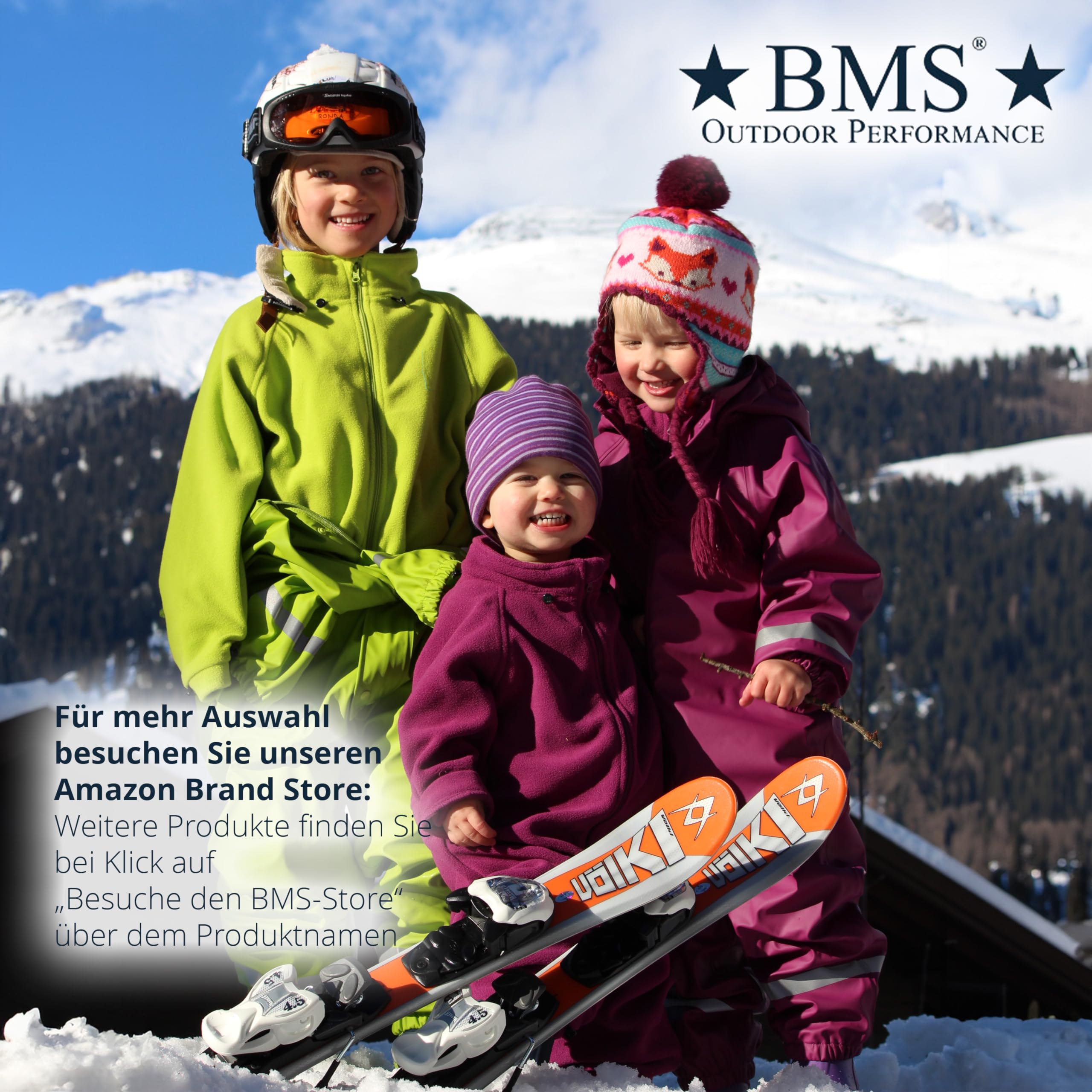 BMS® Schneeanzug u. Wetteranzug für Kinder mit herausnehmbarem Fleece-Overall, auch idealer Regenanzug, 100% wasserdicht, besonders hautfreundlich u. weich Softskin, Oeko-Tex