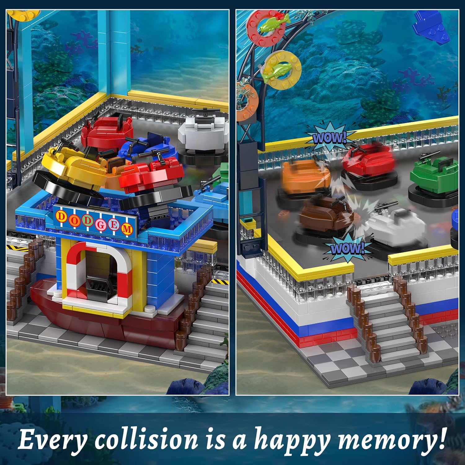 Mould King Bumper Boat Building Set – 2044 Pcs Large Amusement Park Model with Motors, City Engineering Toy, Engineering STEM Toy for Age 14+/Adult Collections Enthusiasts