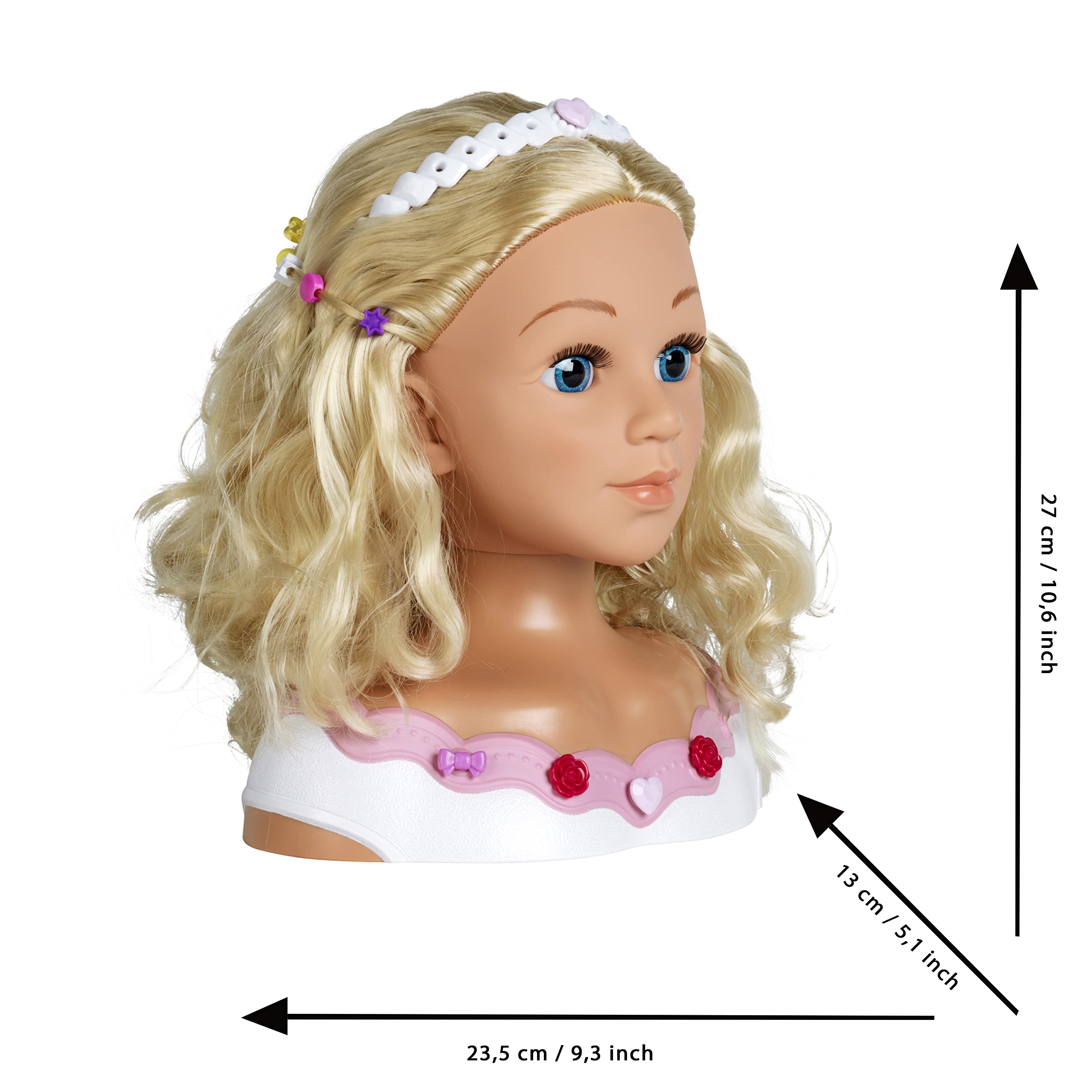 Theo Klein 5242 Schmink- u. Frisierkopf Rose| Mit Haarschmuck und Kosmetik | Spielzeug für Kinder ab 3 Jahren