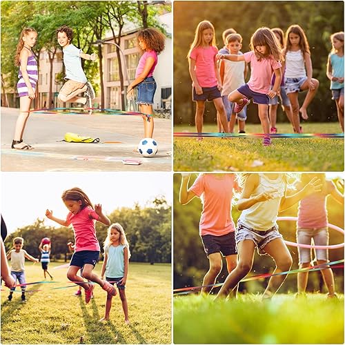 Miniatura 6 de Cuerda de saltar china, 13.1 ft de largo 0.6 in de ancho, cuerda china elástica con instrucciones (idioma español no garantizado) banda de arco iris