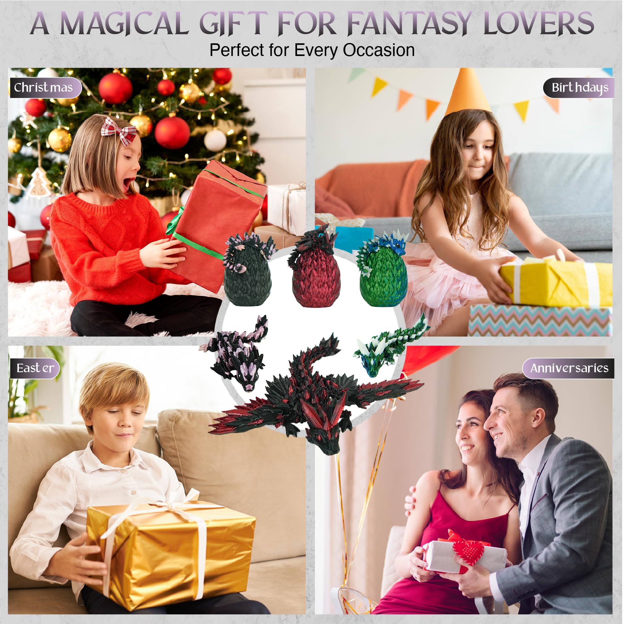 Magischer 3D-Druck Drache - Fidget Spielzeug & Deko In Rosa/Weiß, 28cm