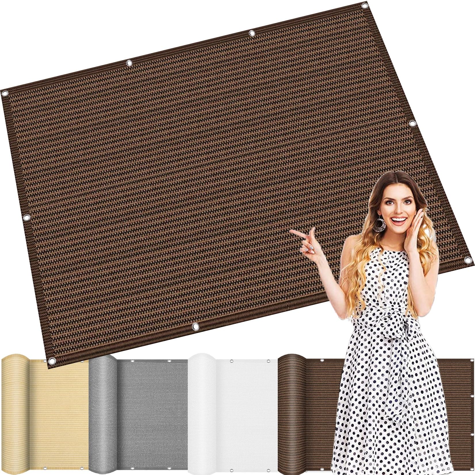 Tela de sombra rectangular de 105x305 cm marrón en HDPE con ojales para pérgola