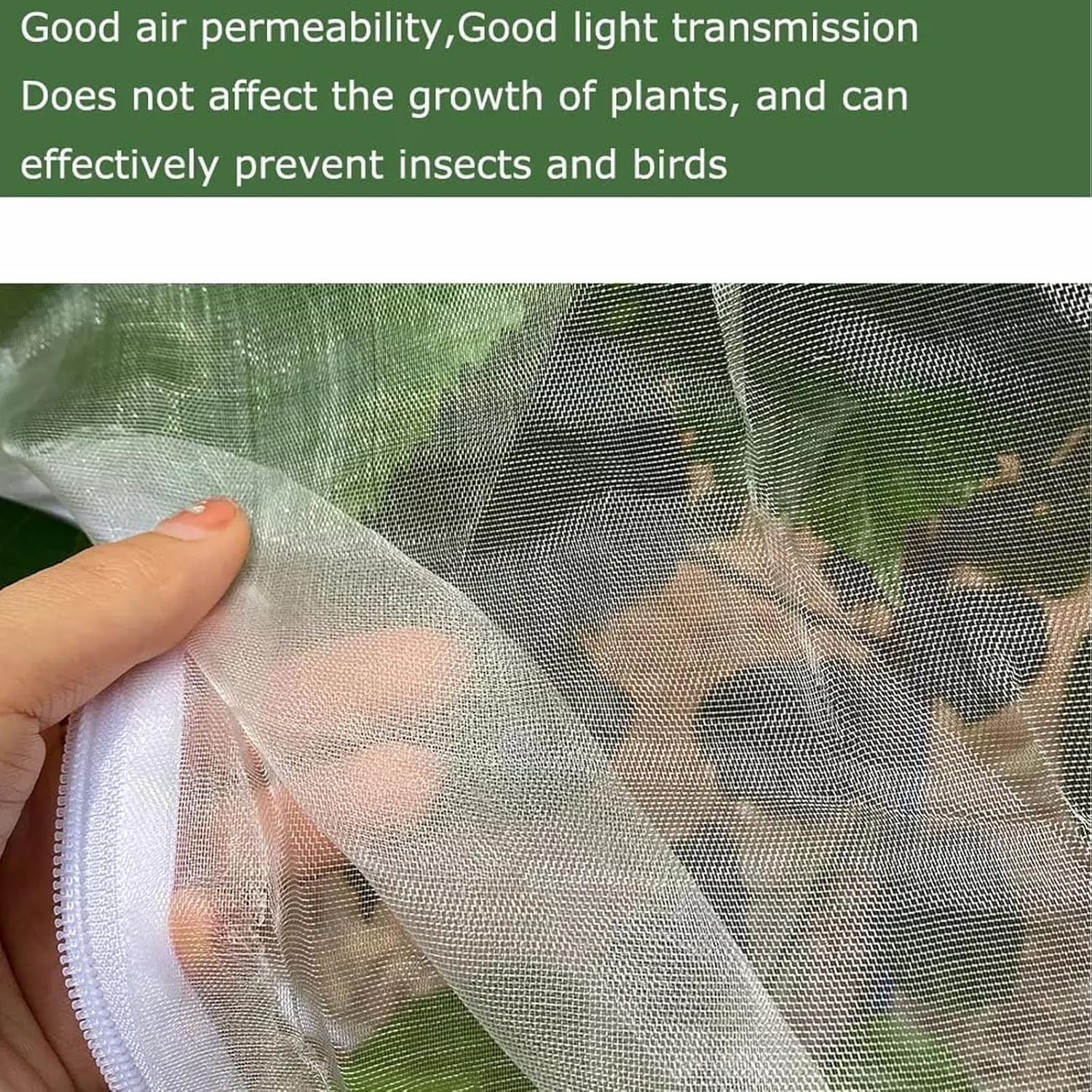 2 PCS Fruit Tree Netting with Zipper & Drawstring Dense Mesh Garden Protection Net for Plants, Anti Bird/Cicada/Insect Reusable Plant Netting Cover for Fruit Trees Vegetable Gardens (9.8 * 9.8 ft)