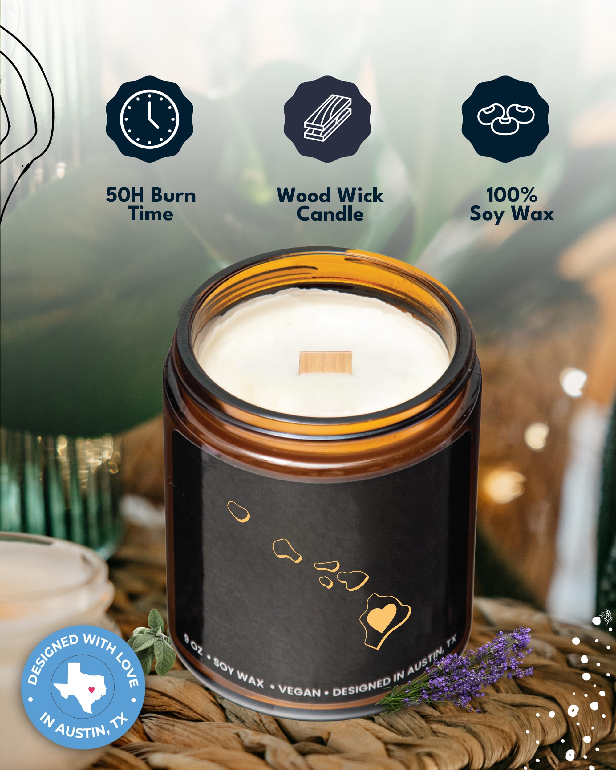 Hawaii Candle, Unique Hawaii Themed Gifts for Men and Women, Best Sentimental Souvenir Gifts for Moving Away, Thoughtful Home Sick Presents, Ideal for Birthday, Christmas, Graduation, Gift Ready