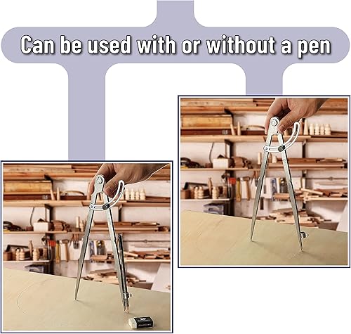 Miniatura 4 de Mr. Pen - Brújula grande profesional para carpintería, brújula de 12 pulgadas con ala, brújula para geometría, herramienta de dibujo de brújula,