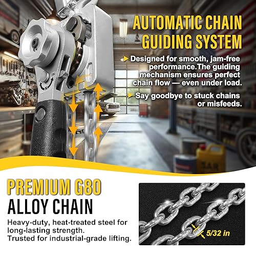 Miniatura 40 de Mini polipasto de cadena 1/2 tonelada 1100 libras capacidad 20 pies elevación manual palanca polipasto de cadena de acero aleado G80 cadena 2