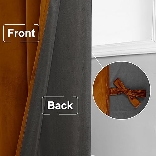 Miniatura 77 de Cortinas de terciopelo JIUZHEN, cortinas opacas suaves de terciopelo retro para dormitorio, cortinas elegantes con reducción de ruido y Rosa