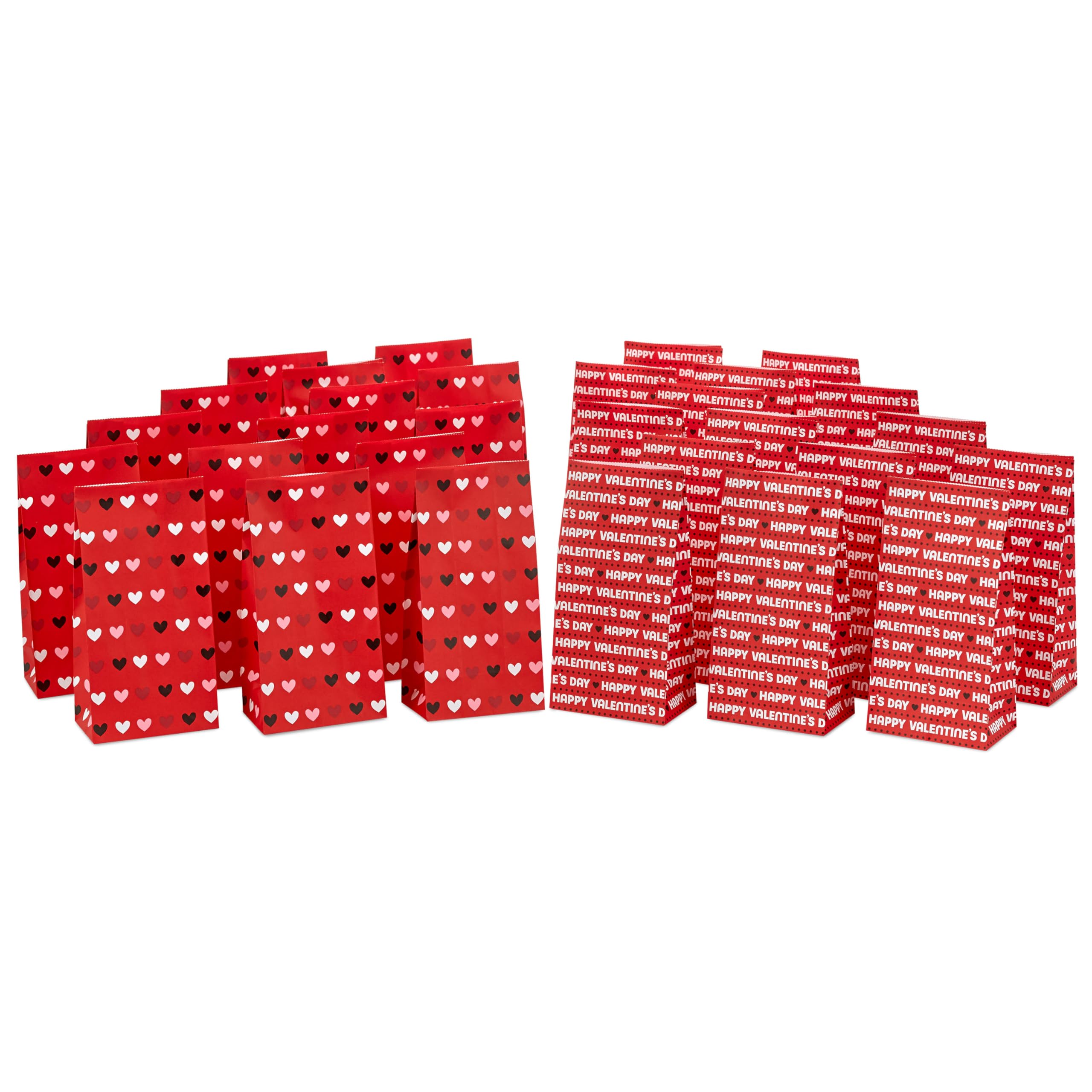 Hallmark Valentine's Day Paper Treat Sacks (30 Bags: Happy Valentine's Day, Hearts) for Classroom Parties, Valentines, Kids, Coworkers