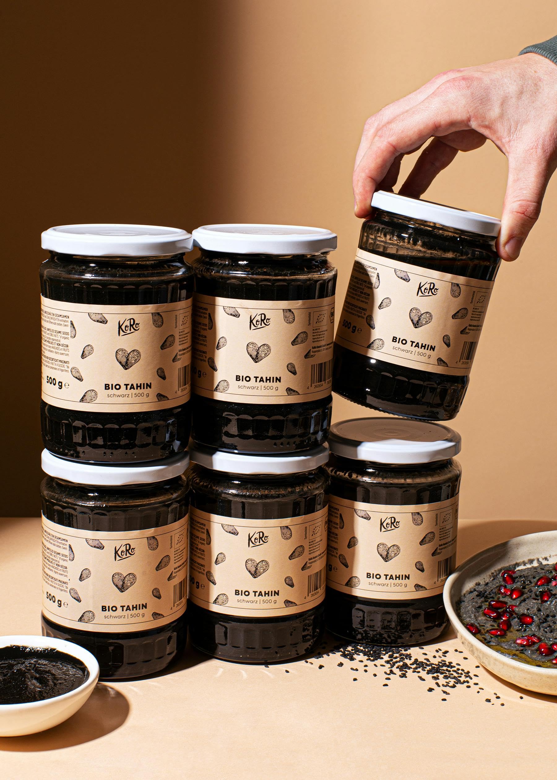 KoRo - Koro - Tahina nera bio 6 x 500 g - 100% semi di sesamo bio - per hummus e dressing
