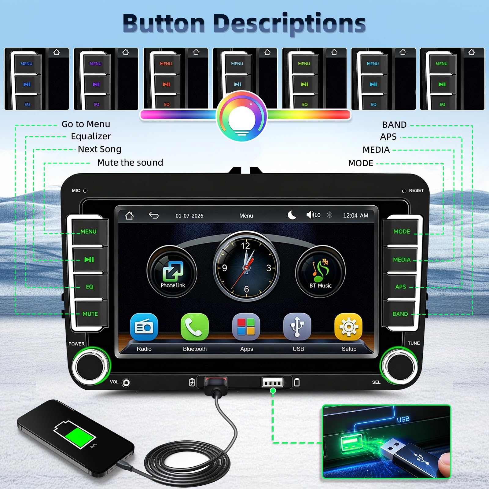 Autoradio avec CarPlay et Android Auto pour VW EOS 2007-2016